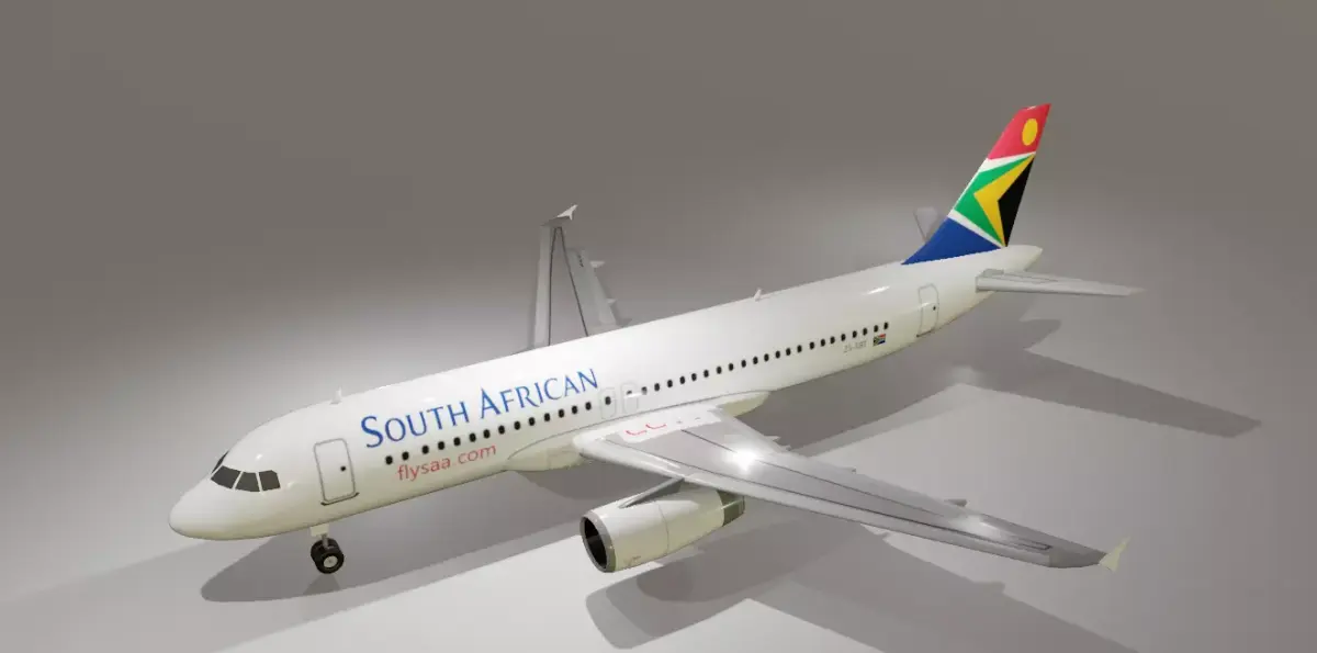 South African Airways airbus a320-232 low poly 3d model Low-poly 3D model