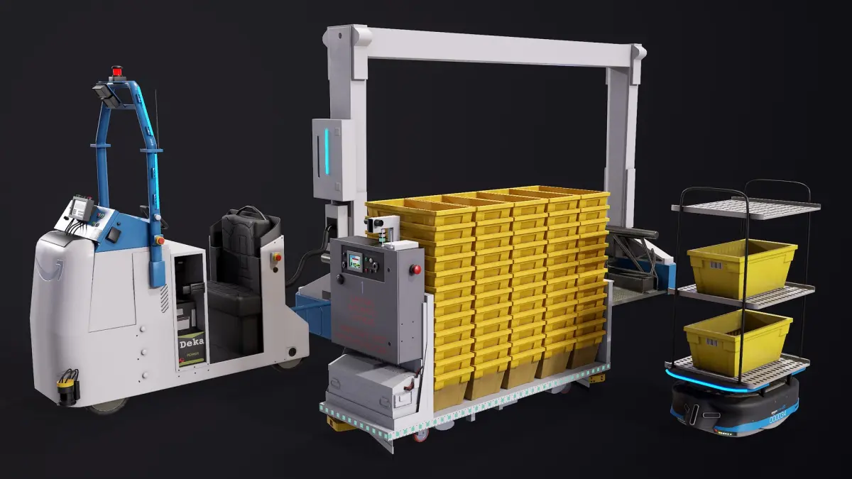 Industrial Warehouse Robots X3 Package PBR 3D model