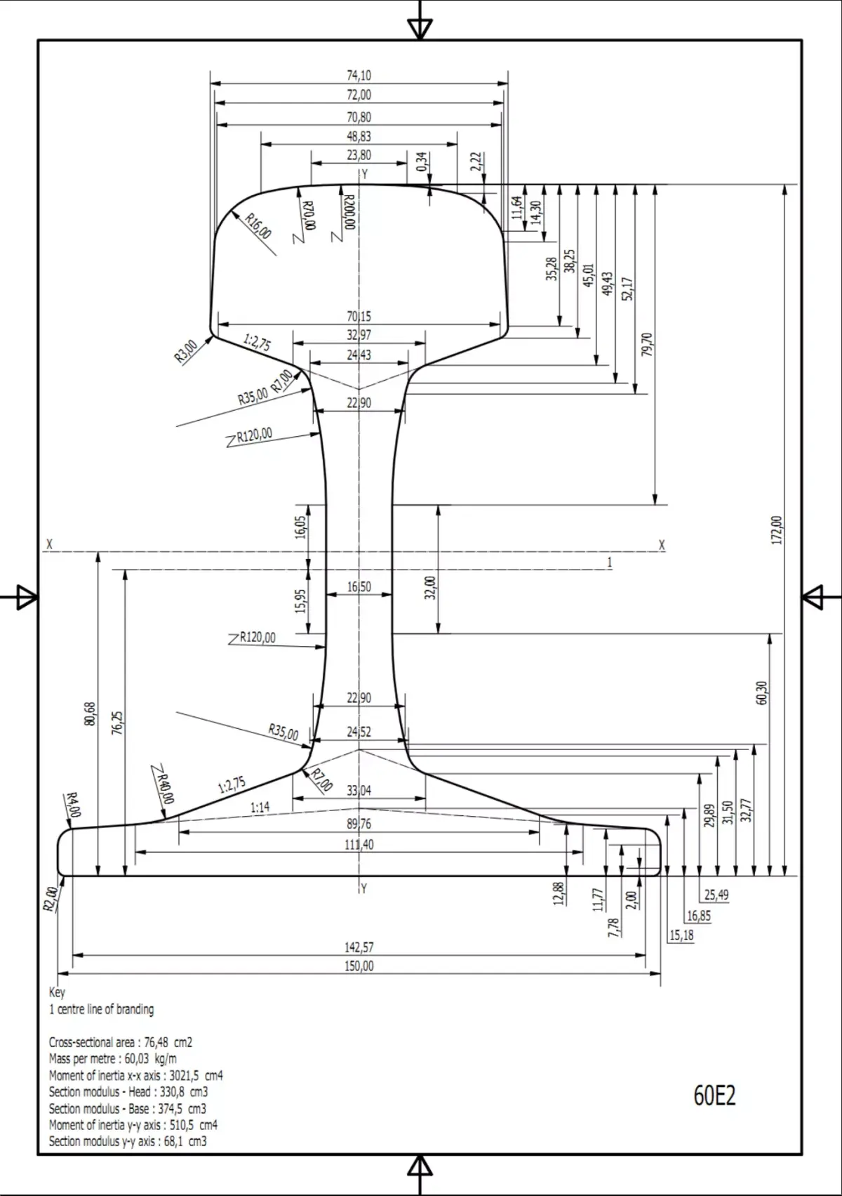 British Standard-EN13674  60E2 rail 3D model