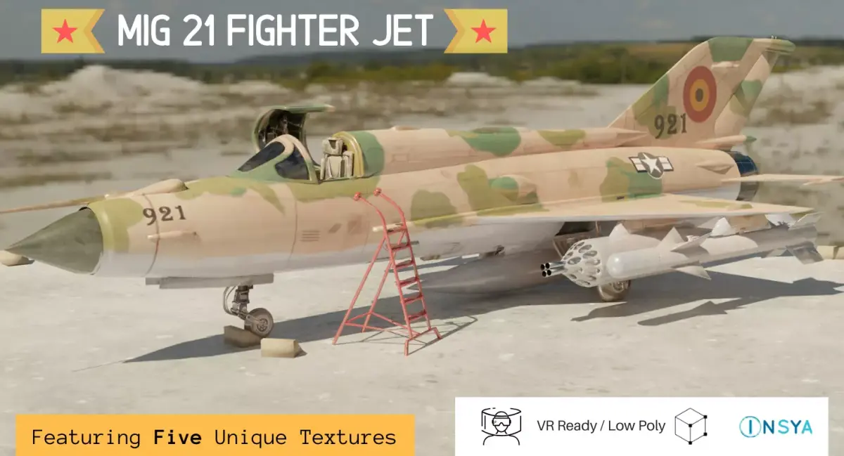 MiG 21 - Rigged and Animated - with Interior - M4 Low-poly 3D model