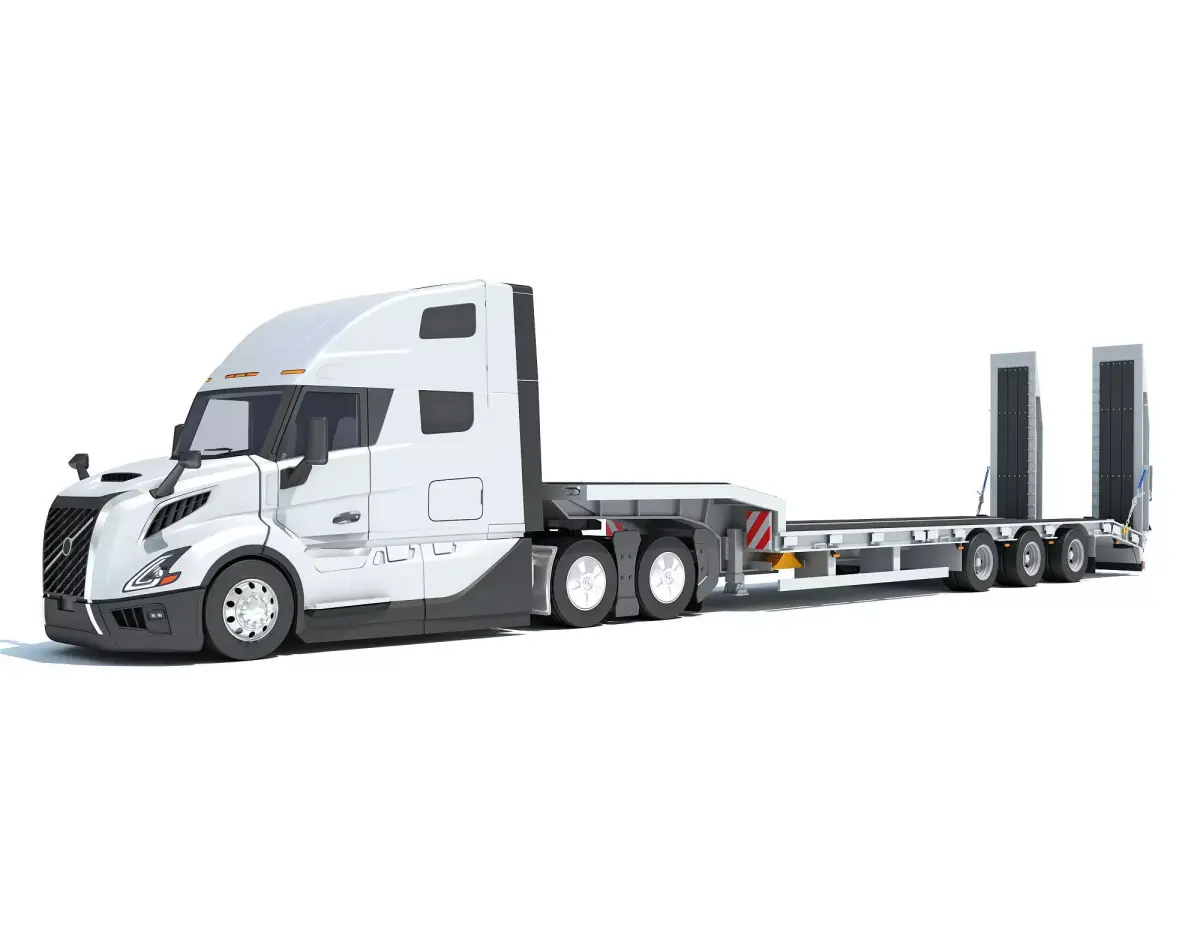 2024 Semi-Truck with Platform Trailer 3D model