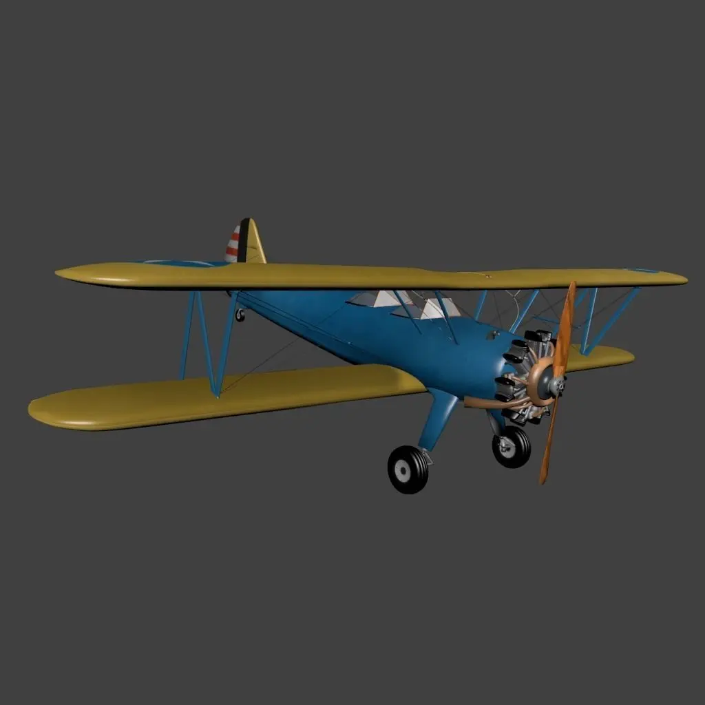 Boeing Model 75 Stearman Low-poly 3D model
