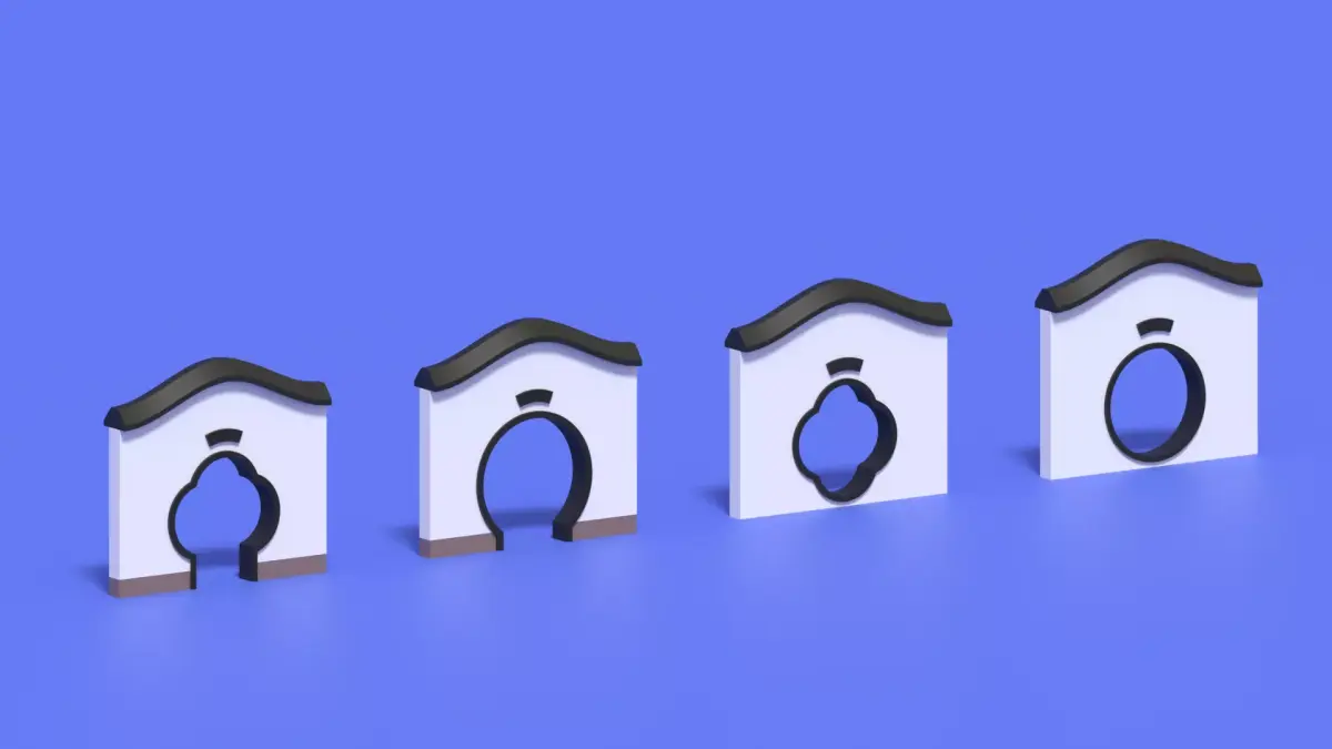 Cartoon Chinese Garden Gate Low-poly 3D model purchase