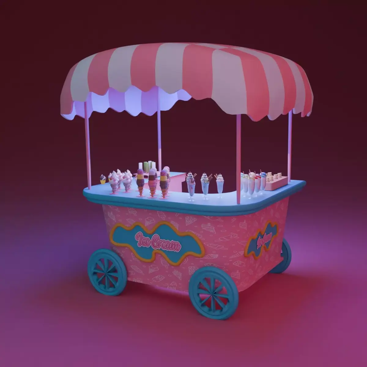 Ice Cream Cart 3D model buy