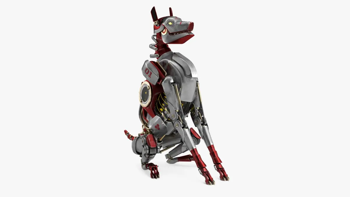Futuristic Robotic Dog Concept Sitting Pose 3D model