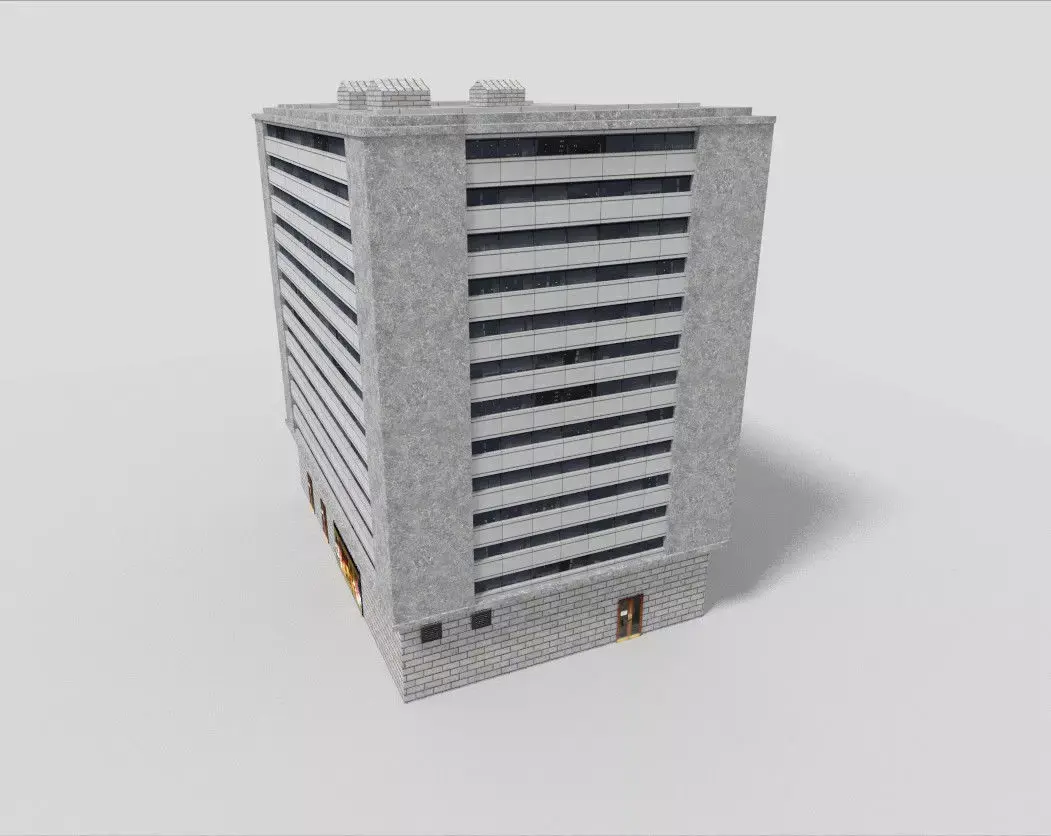 low poly office building Low-poly 3D model