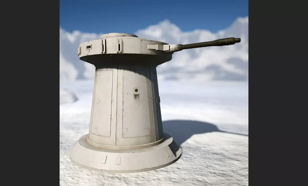 TurretGun Low-poly 3D model