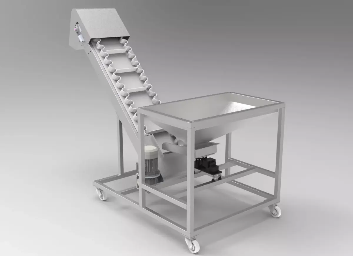 Inclined Belt Conveyor Low-poly 3D model