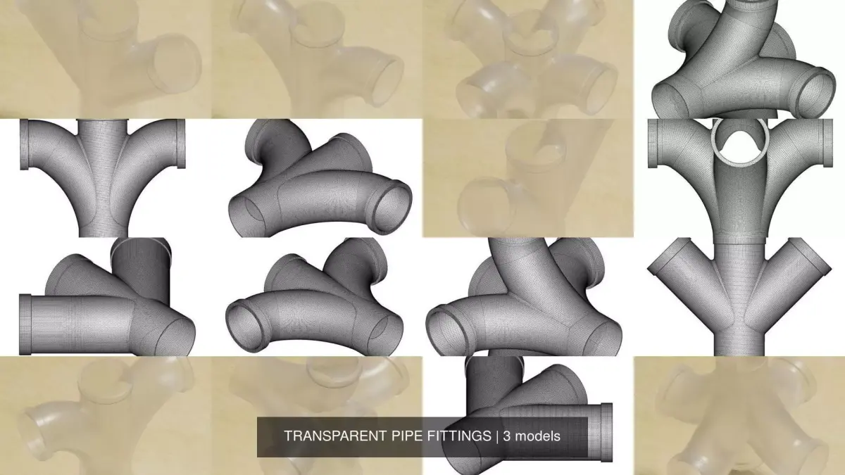 TRANSPARENT PIPE FITTINGS 3D Model Pack