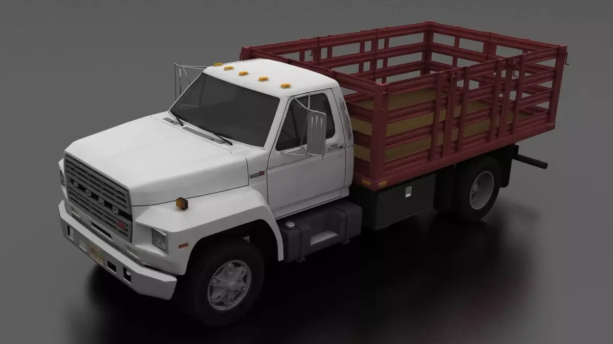 F-Series F-800 Stake Bed Truck 1980 Low-poly 3D model