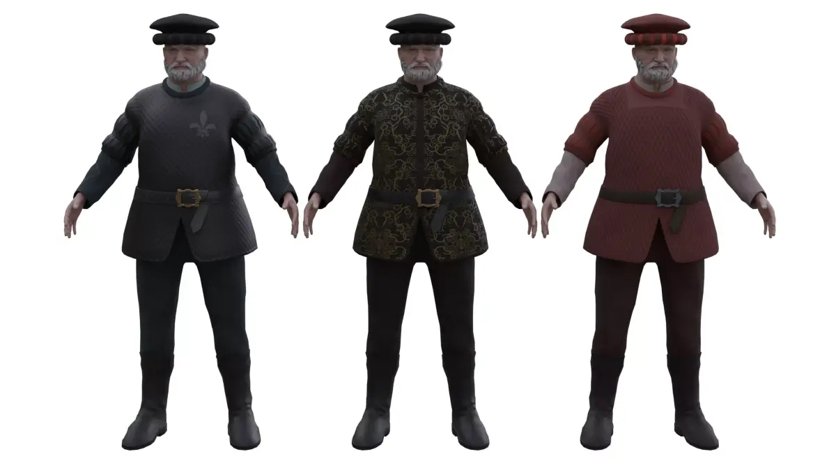 Medieval Old man Low-poly 3D model