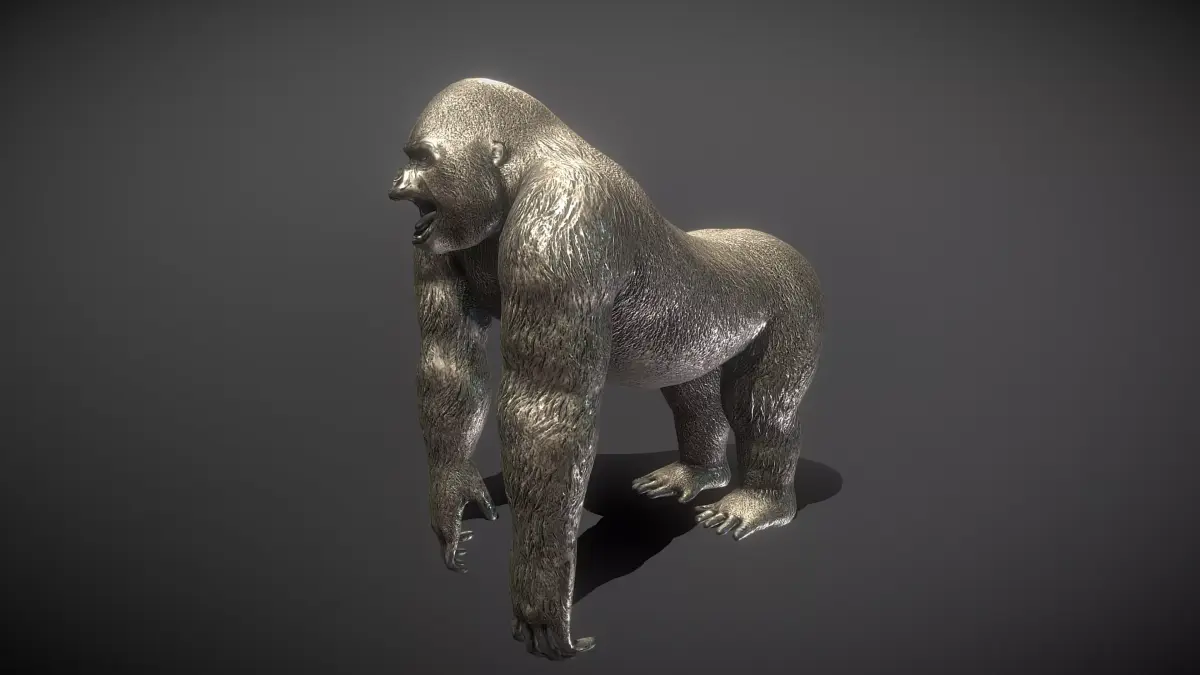 Gorilla Bronze Statue Low-poly 3D model