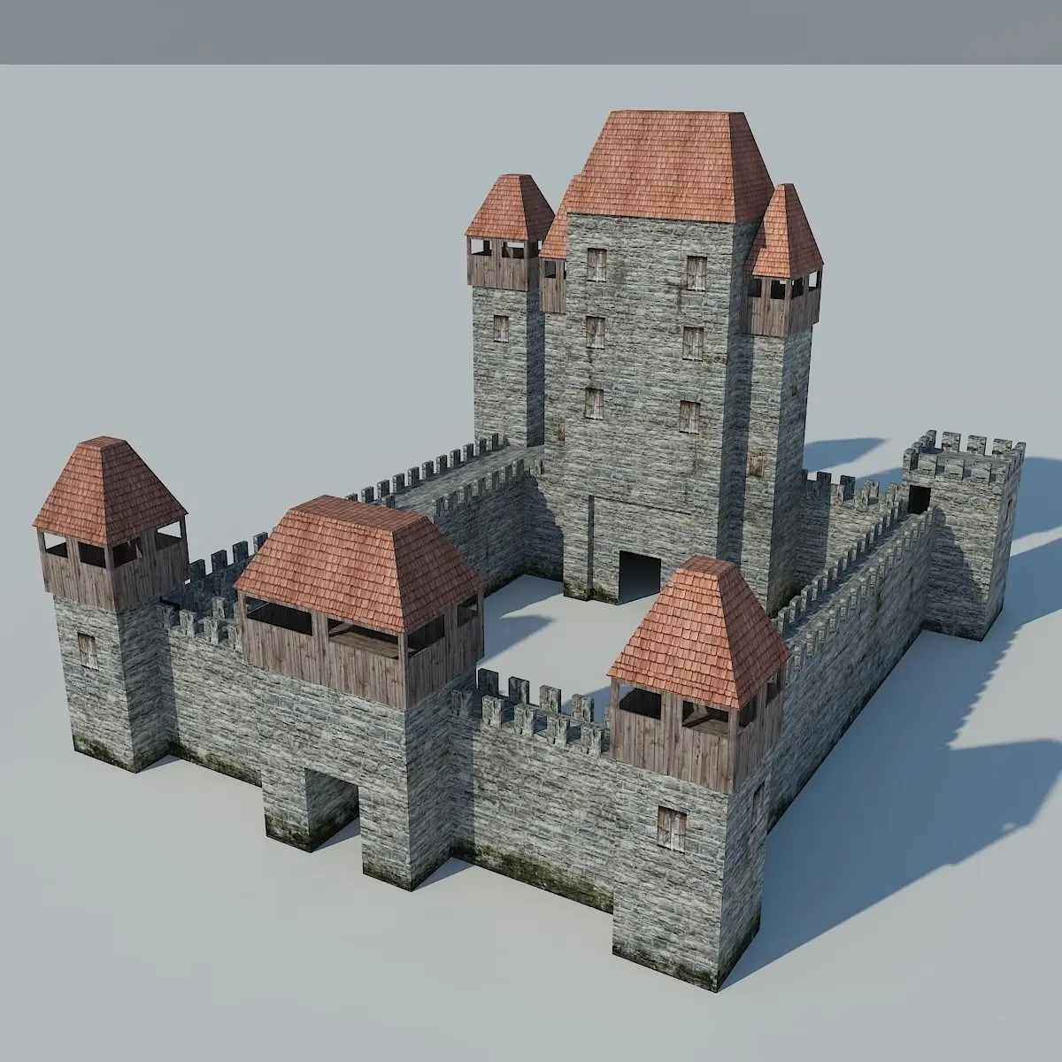 Low Poly Castle medieval - medieval Low-poly 3D model