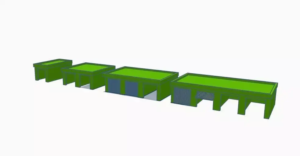 Z Gauge and HO Spur - multiple garage blocks model train 3D print model