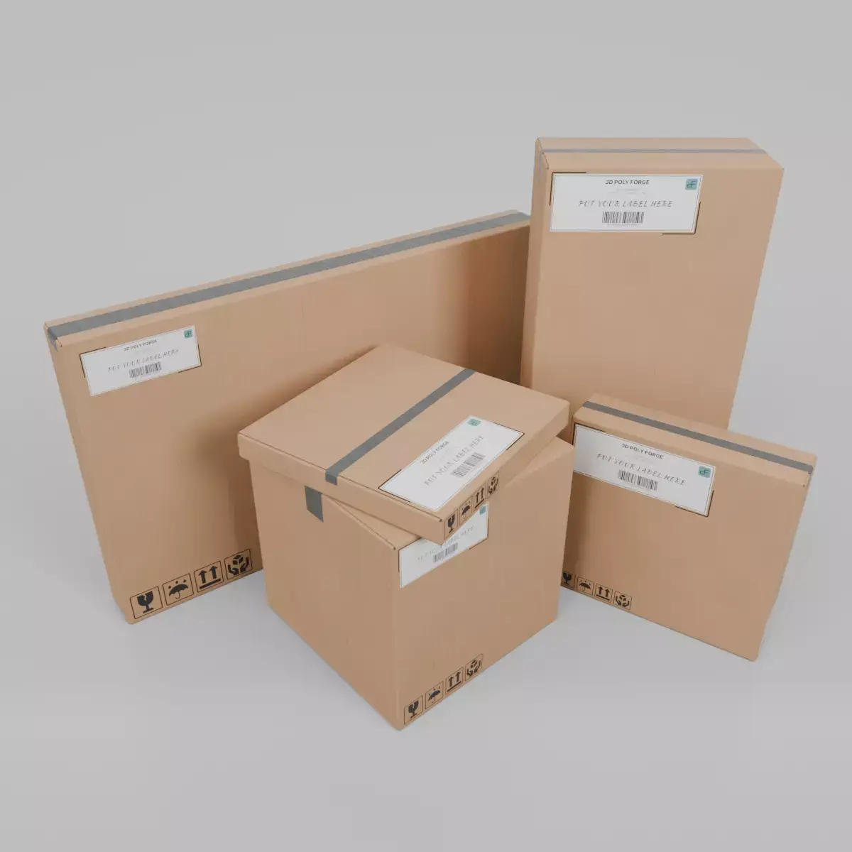 Versatile Shipping Box Ensemble - Rigged and Customizable 3D Model Pack