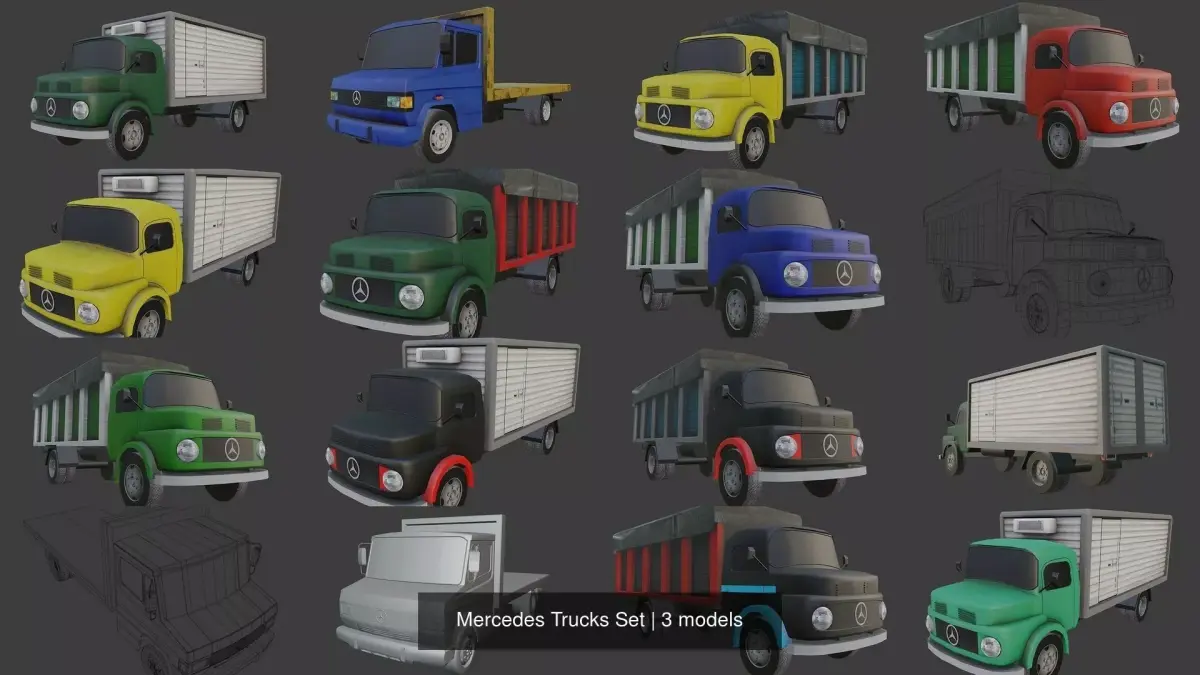 Mercedes Trucks Set 3D Model Pack