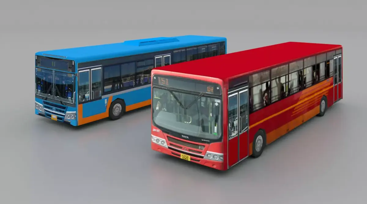 AMTS and BRTS Buses Low-poly 3D model