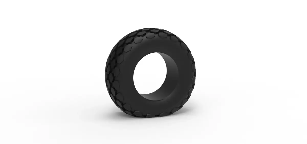 Offroad tire 28 deflated Scale 1 to 25 3D print model