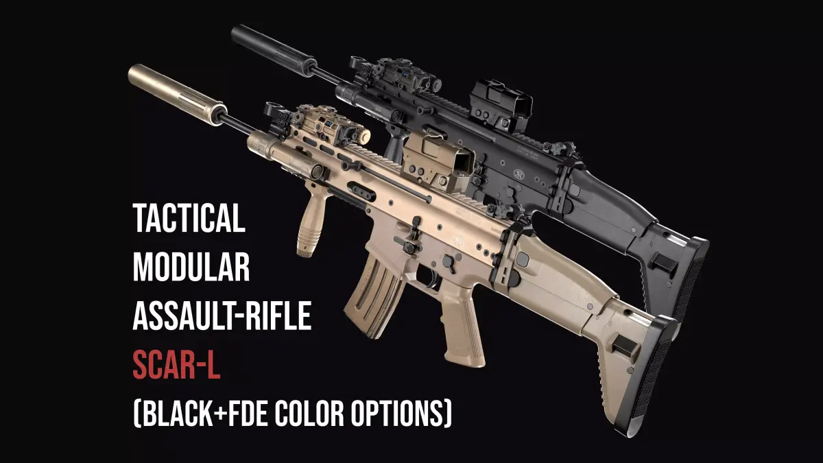 Tactical modular assault rifle FN SCAR-L mk 16 Low-poly 3D model