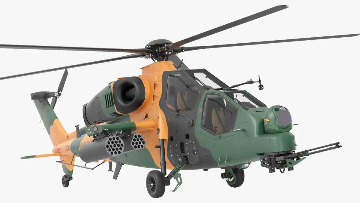 Green T129 ATAK Helicopter  purchase 3D model