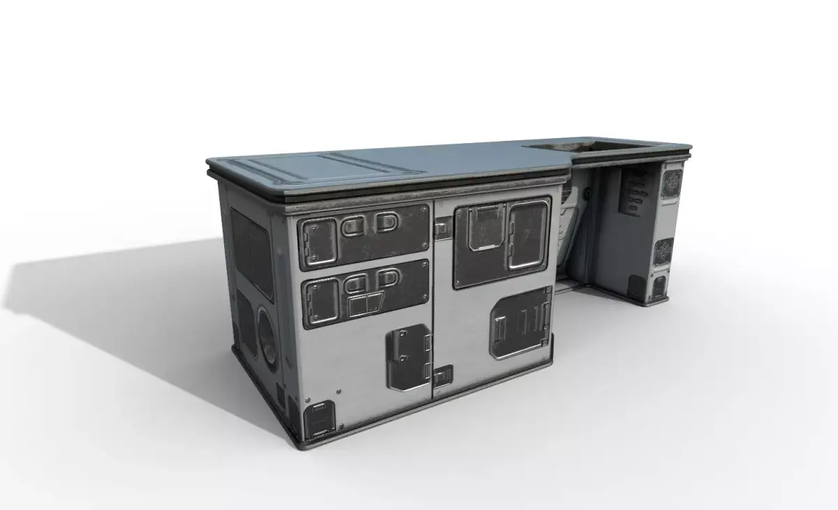 Sci fi Desk - Space Bunker Low-poly 3D model