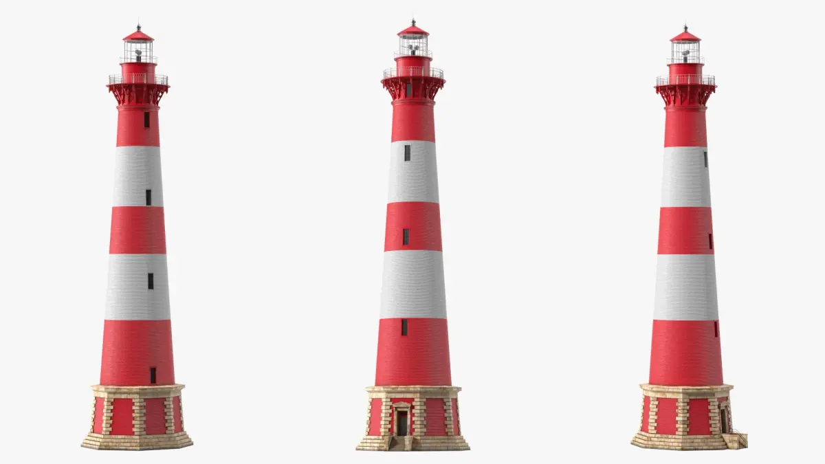 Red and White Striped Lighthouse 3D model