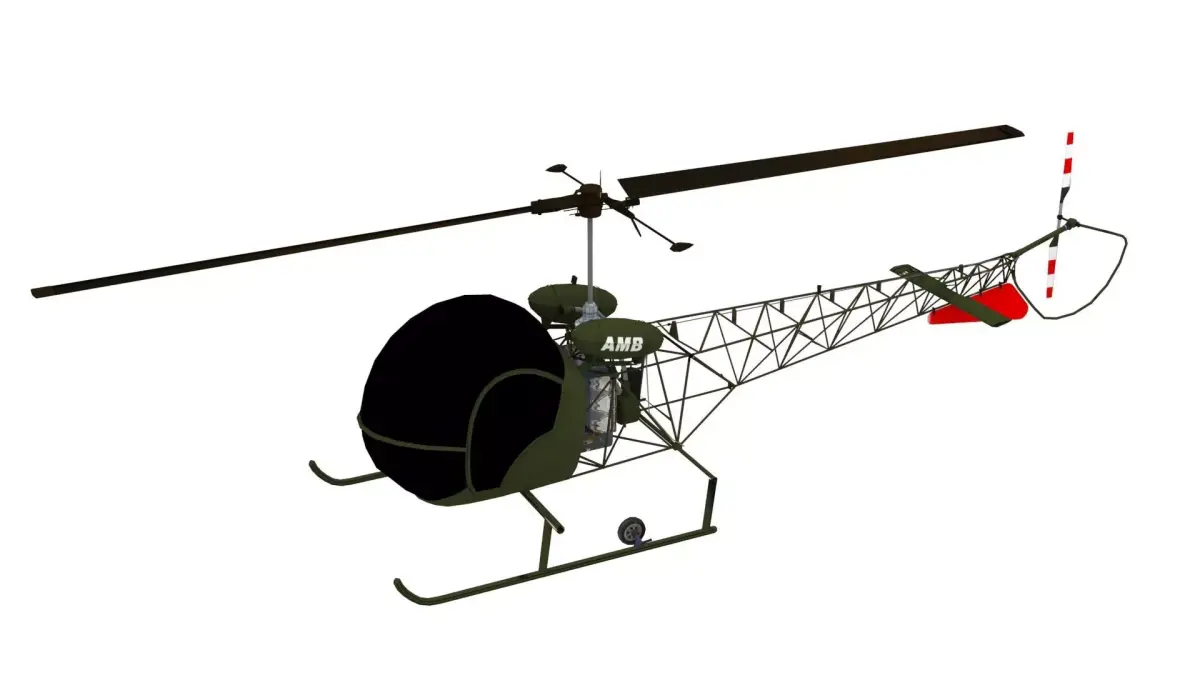 Bell H-13 Sioux Helicopter Low-poly 3D model