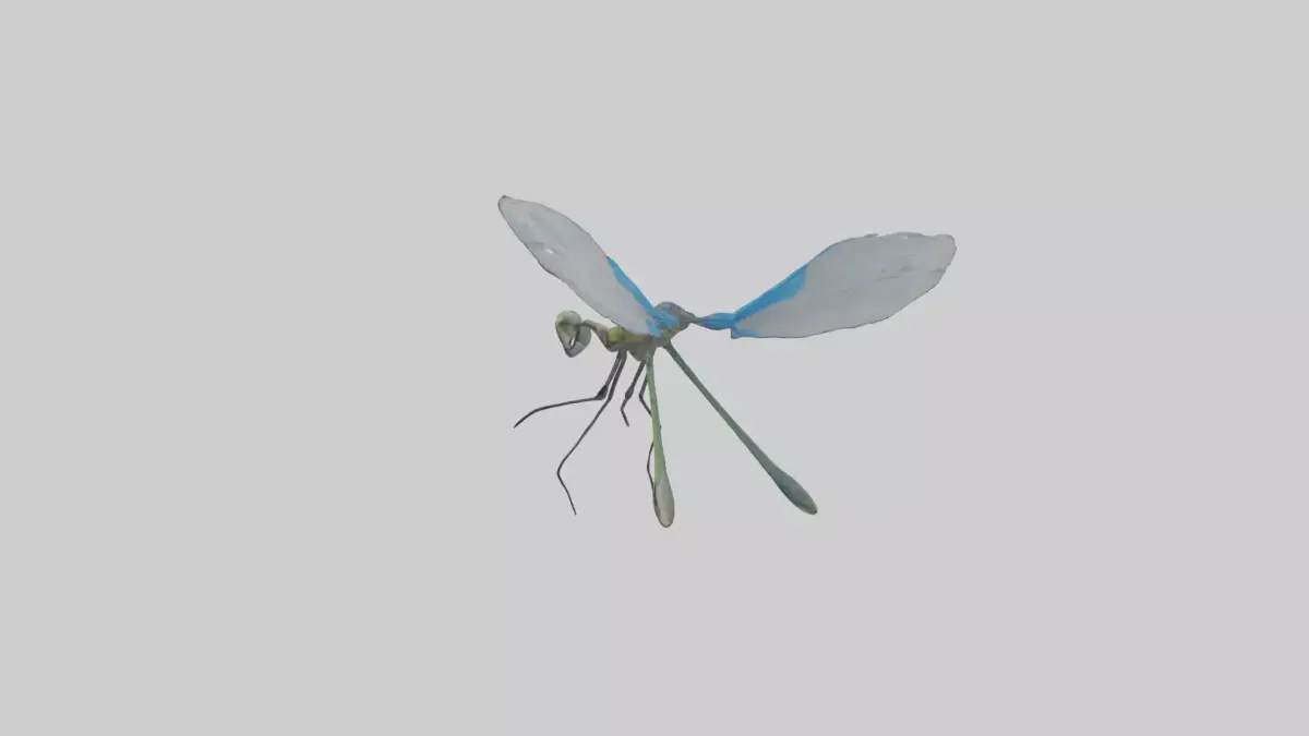 Damselfly landing model Low-poly 3D model
