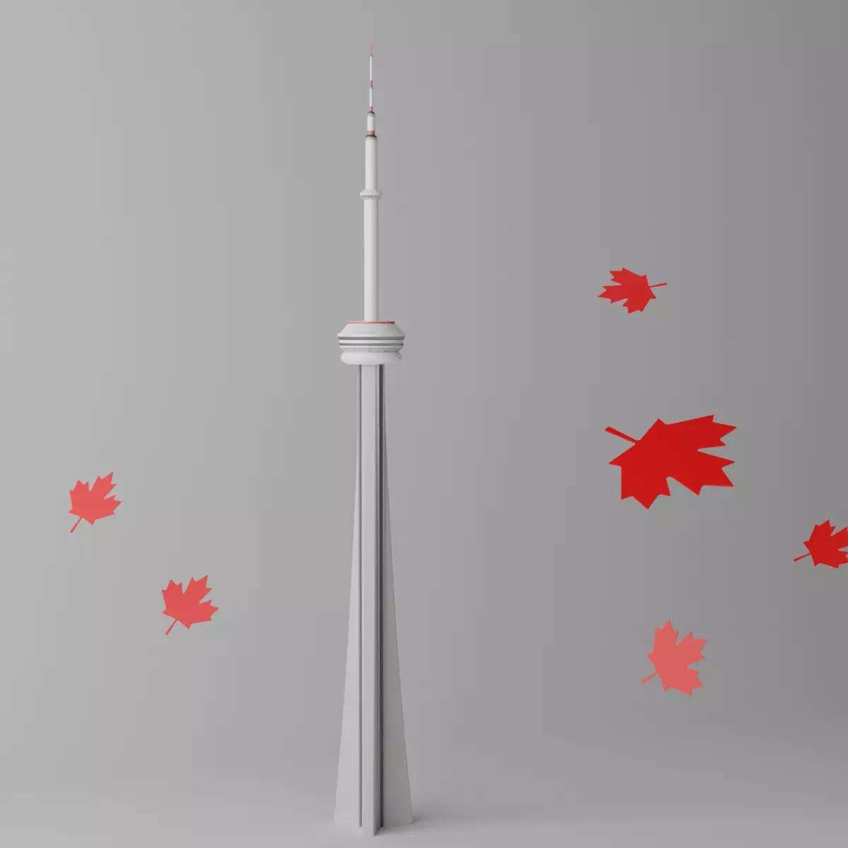 Lovely CN Tower Toronto Low-poly 3D model