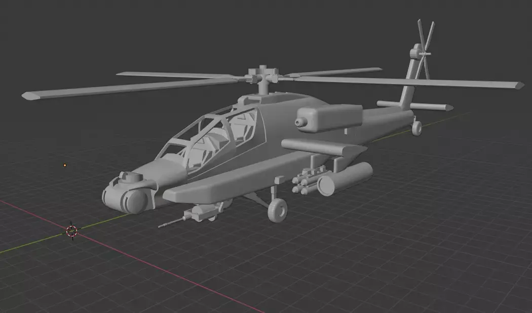 helicopter military ah-64 apache 3D print model