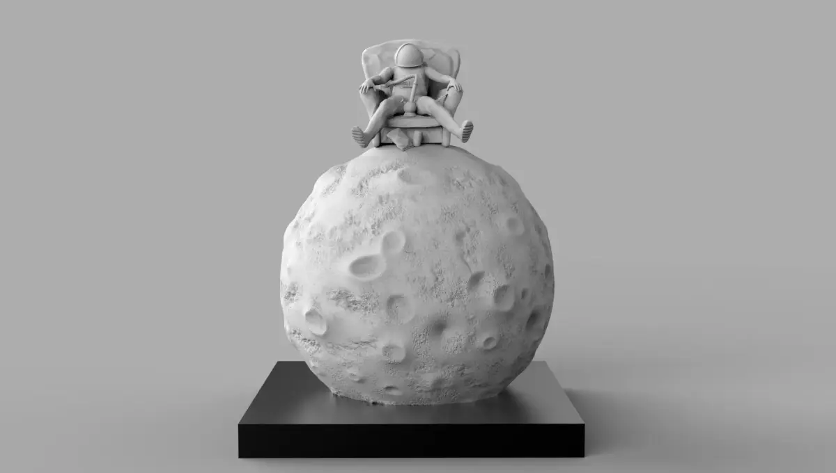 SPACEMAN ON MOON WITH BONG 3D PRINTING DIORAMA 3D print model