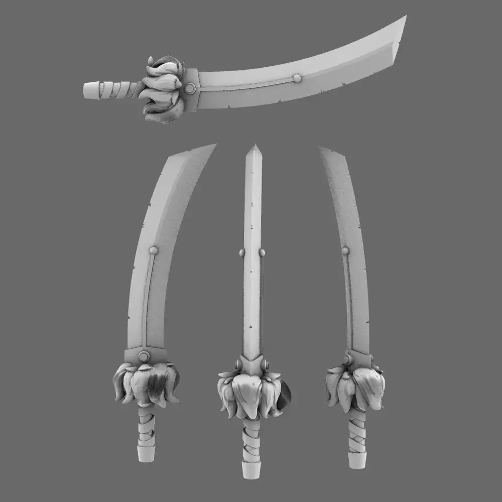 Cyber Samurai Demon Dog Sword NOHAND 3D print model