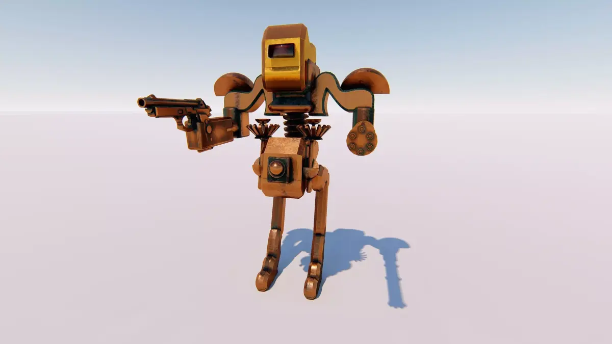 robot holding gun Low-poly 3D model