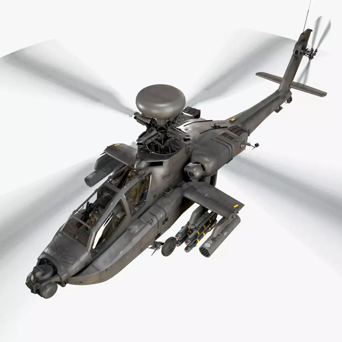 Apache AH-64D US Army Complex Animation Low-poly 3D model