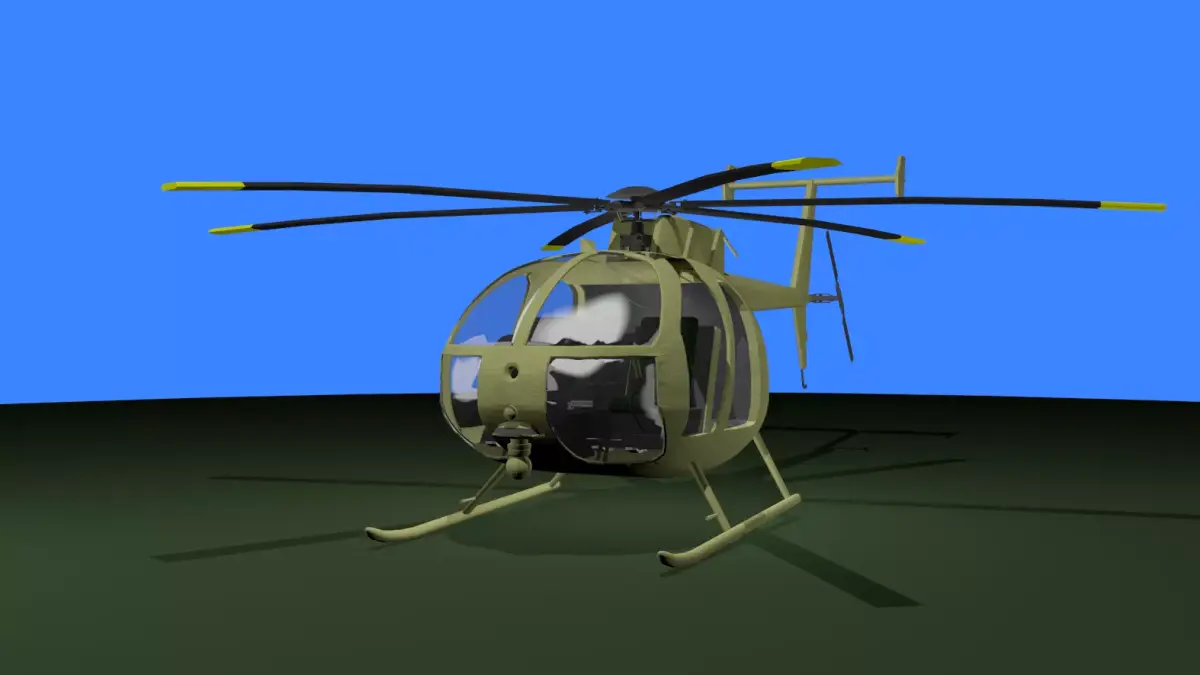 MH-6 military helicopter Low-poly 3D model