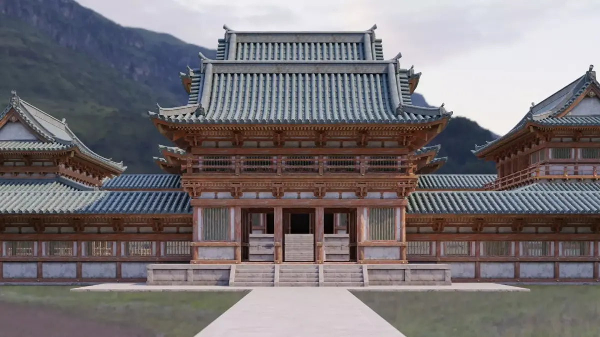 Japanese Modular Temple Full Map Low-poly 3D model