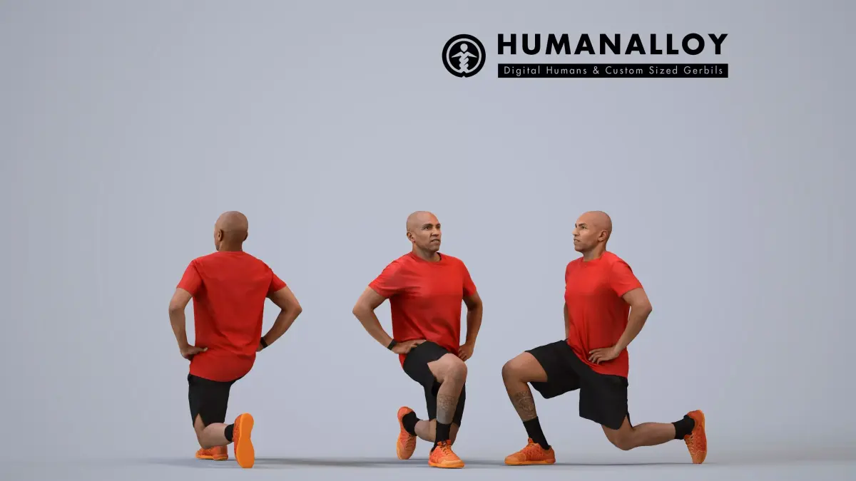 00373Carl006 - Adult Black male crouching while exercising in 3D model