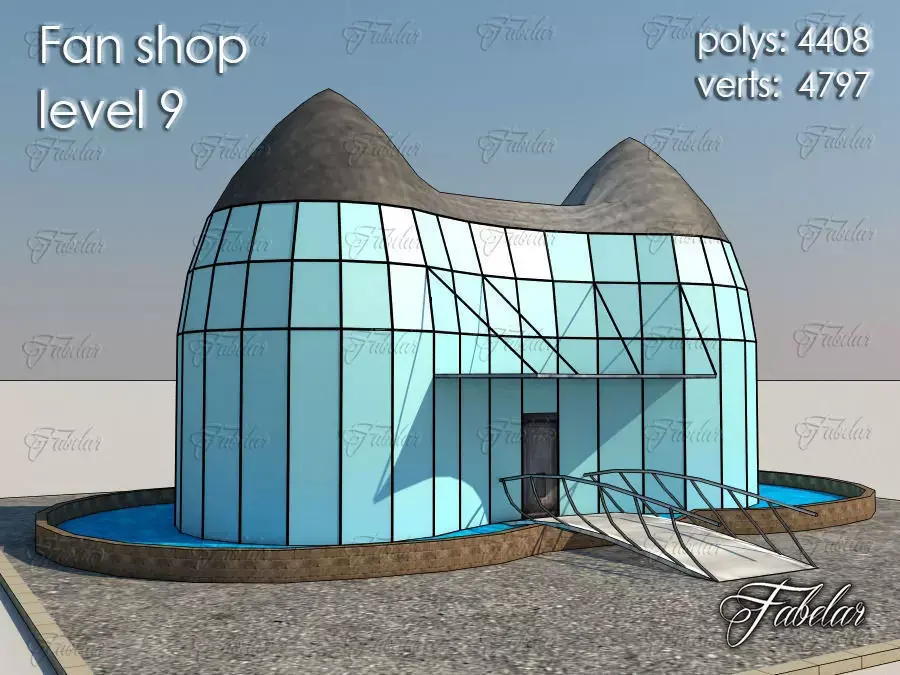 Fan Shop Low-poly 3D model 4