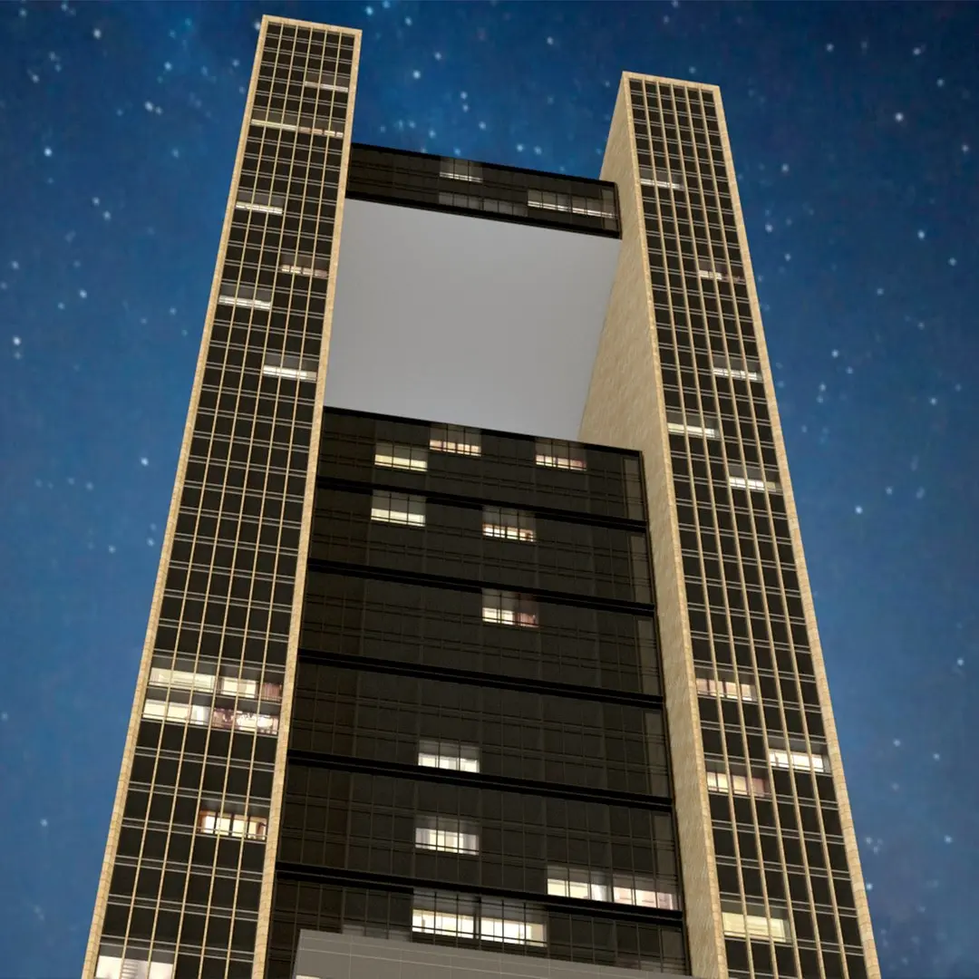 Four Seasons Bahrain Night Hotel with Architectural Lighting 3D model