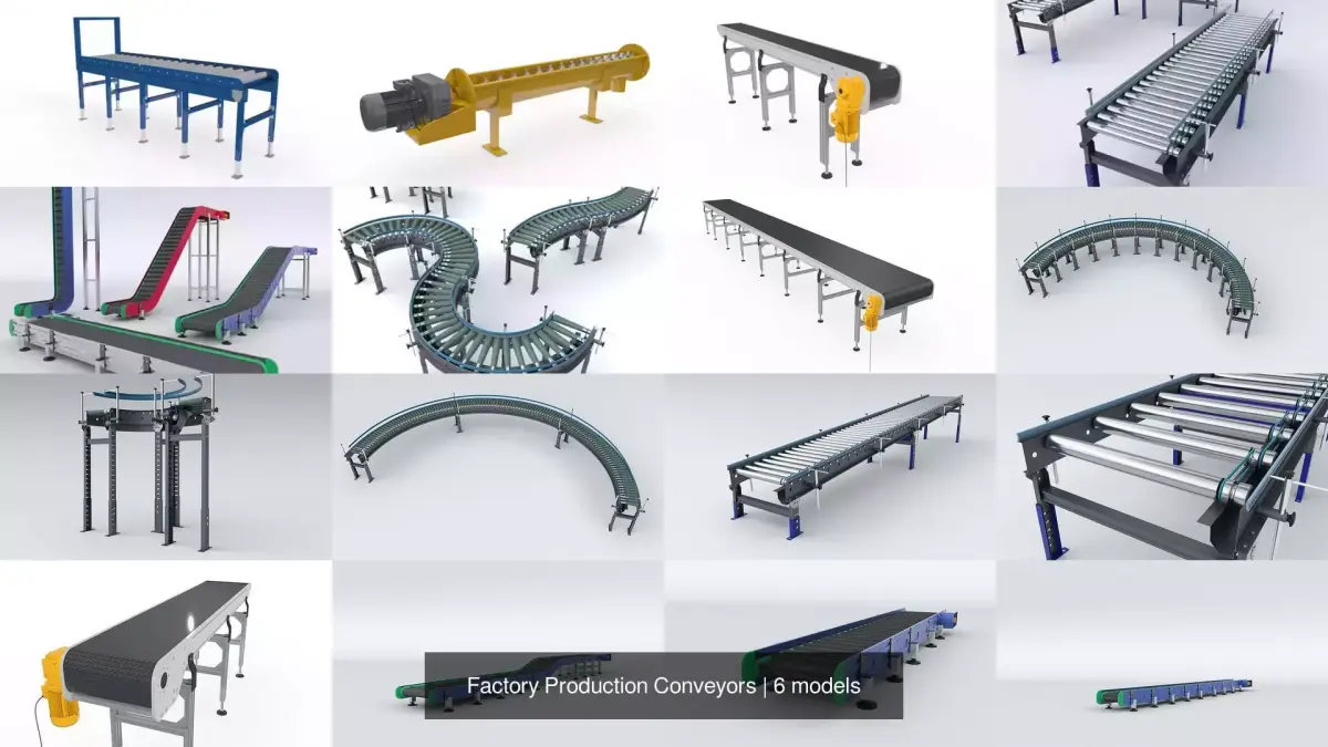 Factory Production Conveyors 3D Model Pack