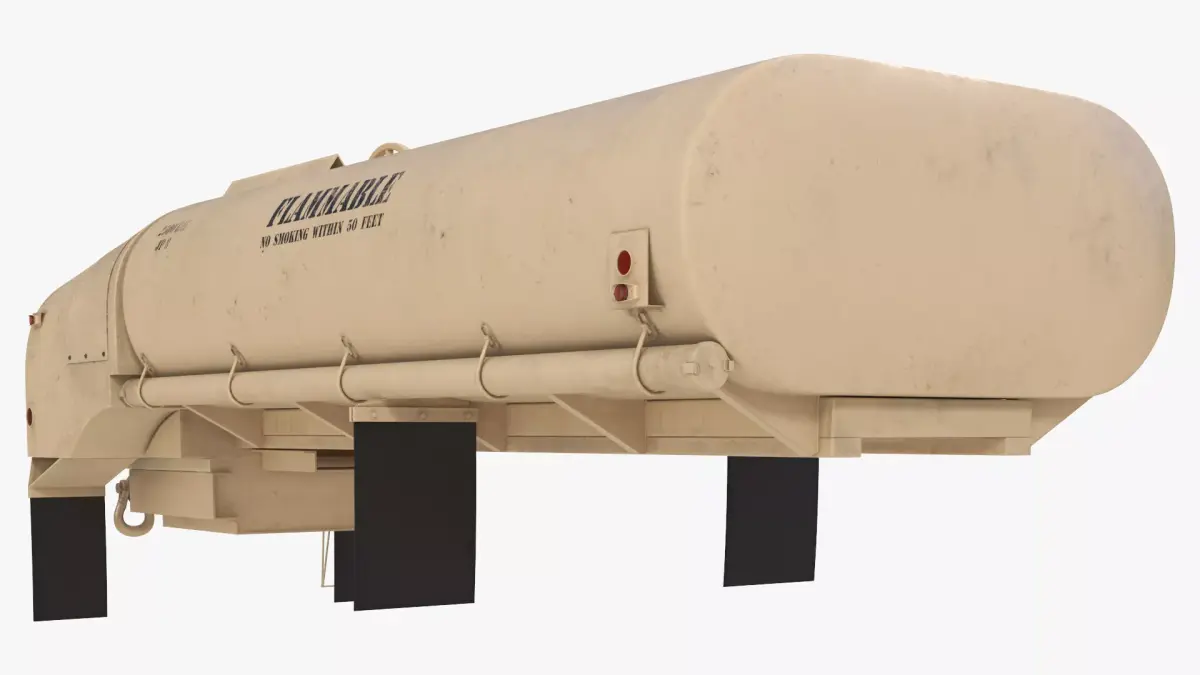 Military Fuel Tank Trailer Module with Pump Unit Desert Rigged 3D model