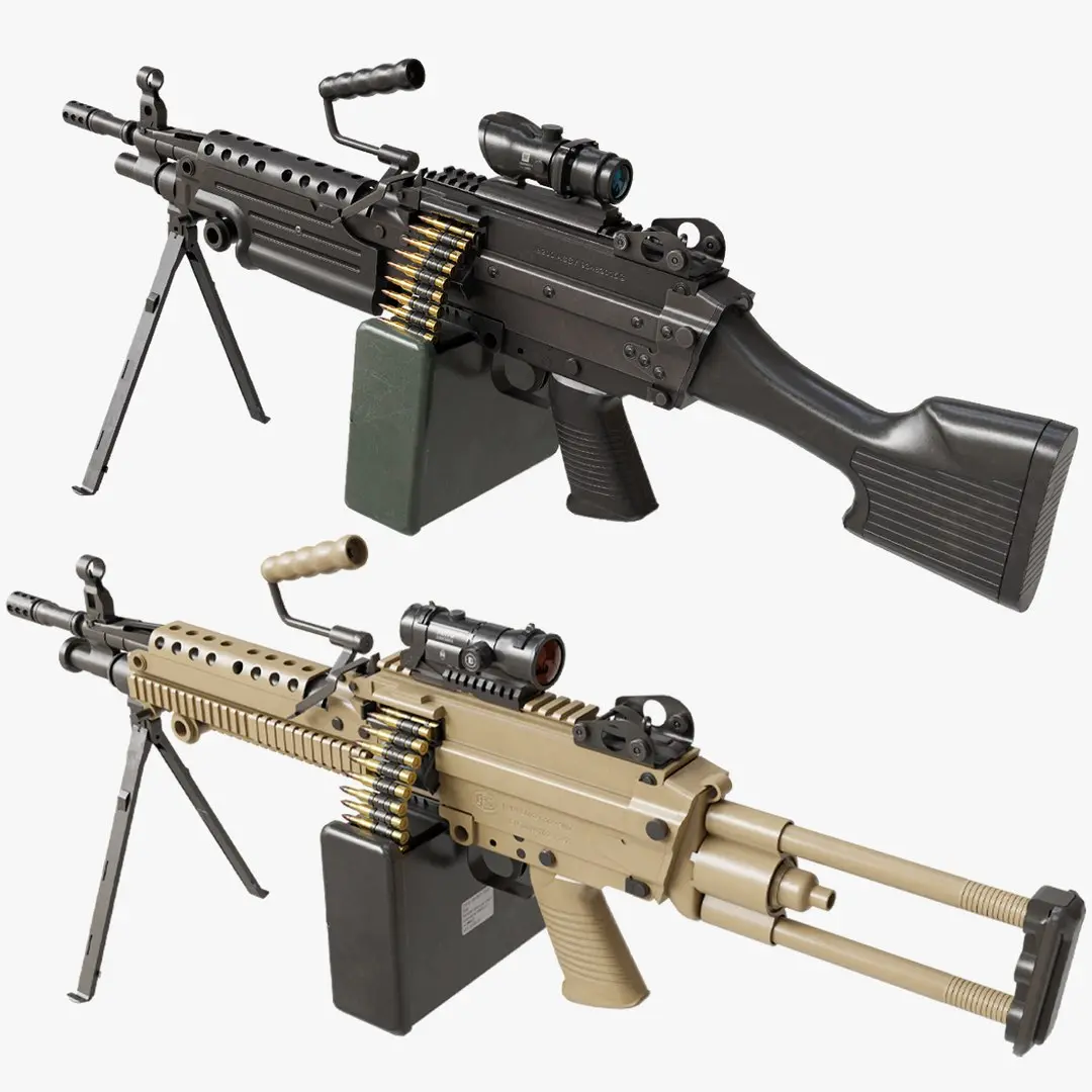 Machine Gun Sandal and Black Ammo Box All Textures 3D model