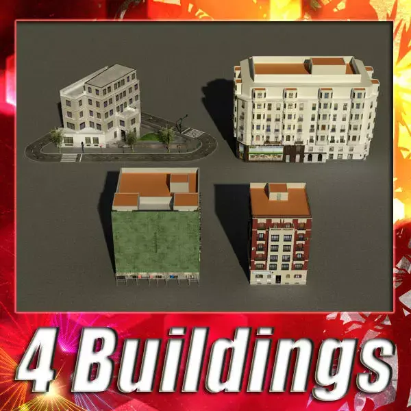 Building Collection 25-28 Low-poly 3D model