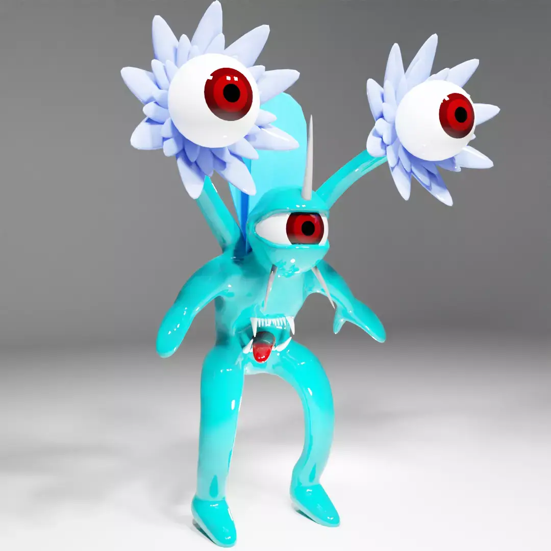 sci-fi creepy monster with big eyes 3D model