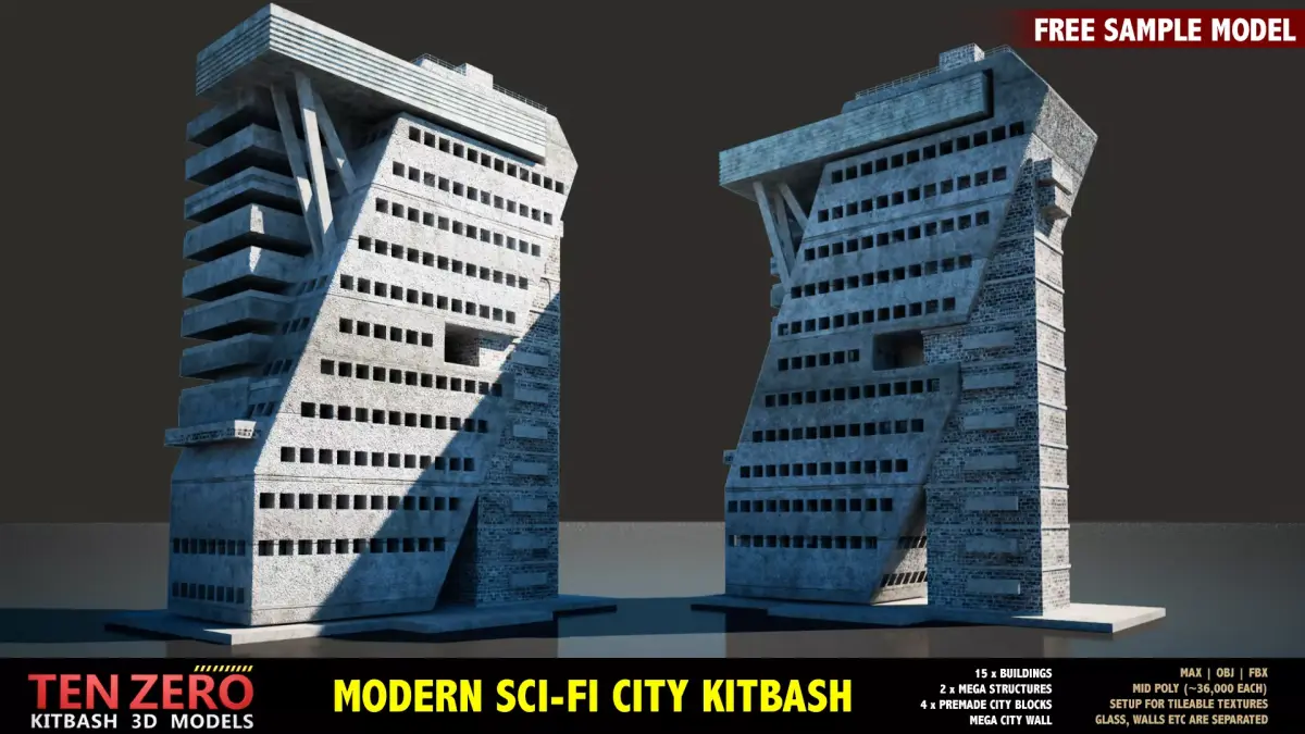 FREE MODERN SCI-FI BUILDING Free 3D model