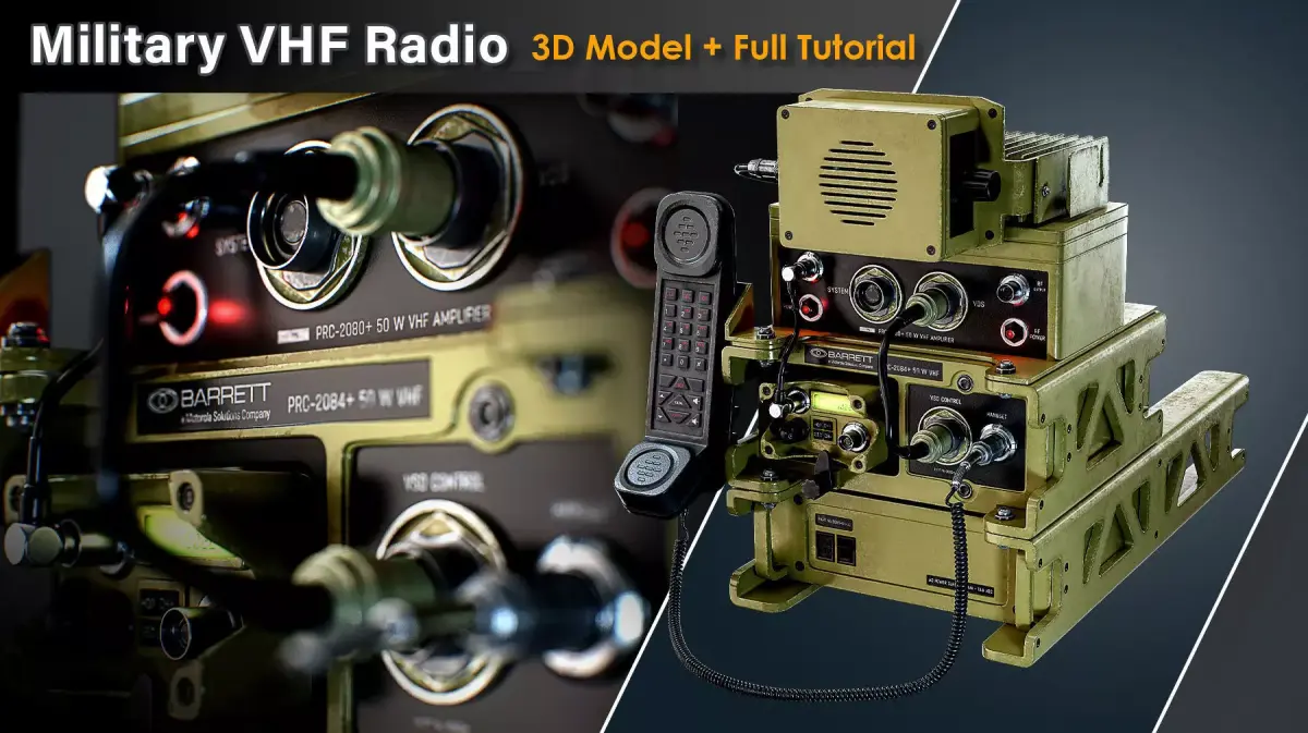 Military VHF Radio Low-poly 3D model