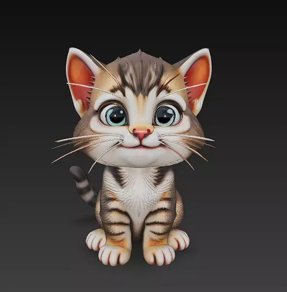 Cat Kitten Realistic 3D Model Basic - Low Poly Realistic Low-poly 3D model