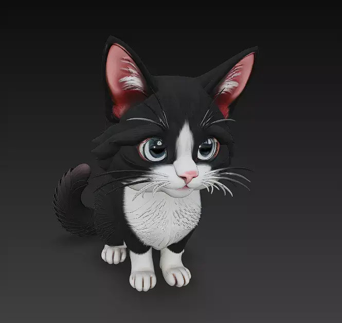 Cat Kitten Realistic 3D Model Basic - Low Poly Realistic Low-poly 3D model buy