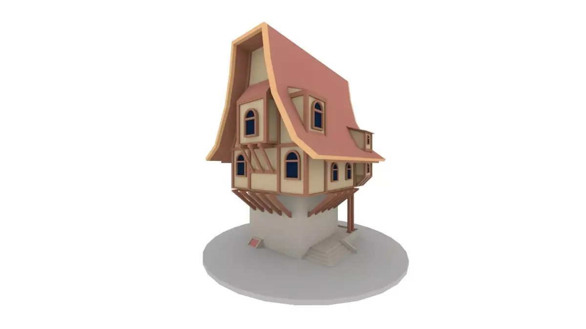 medieval low-poly house Free low-poly 3D model purchase