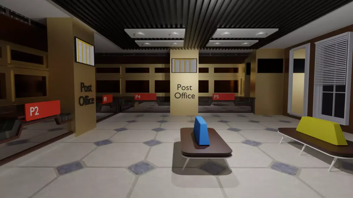 Post Office Interior Low-poly 3D model order